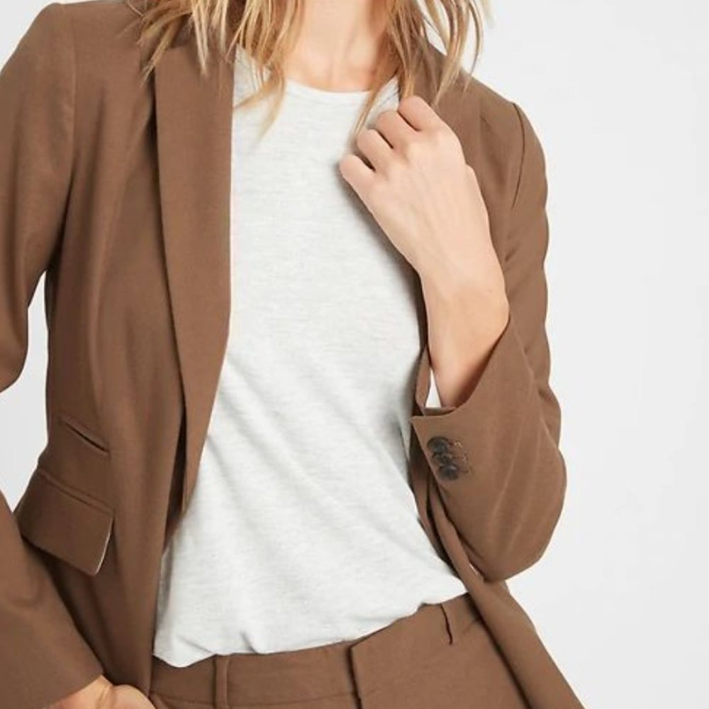 Banana Republic Factory Washable Camel Cutaway Blazer Size 8